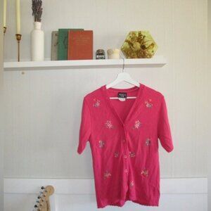 Pink Floral Women's Cardigan